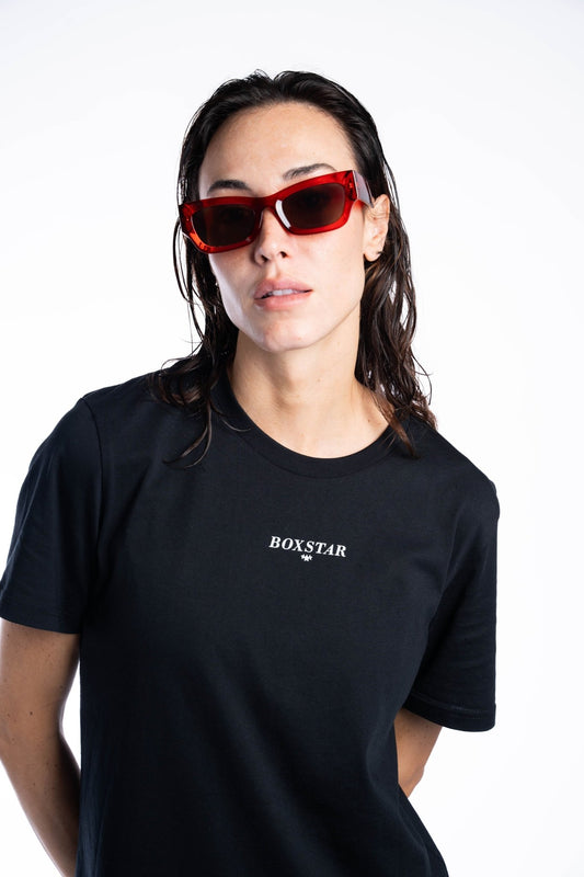 STRAP SEASON BLACK TEE - BOXSTAR DESIGNS