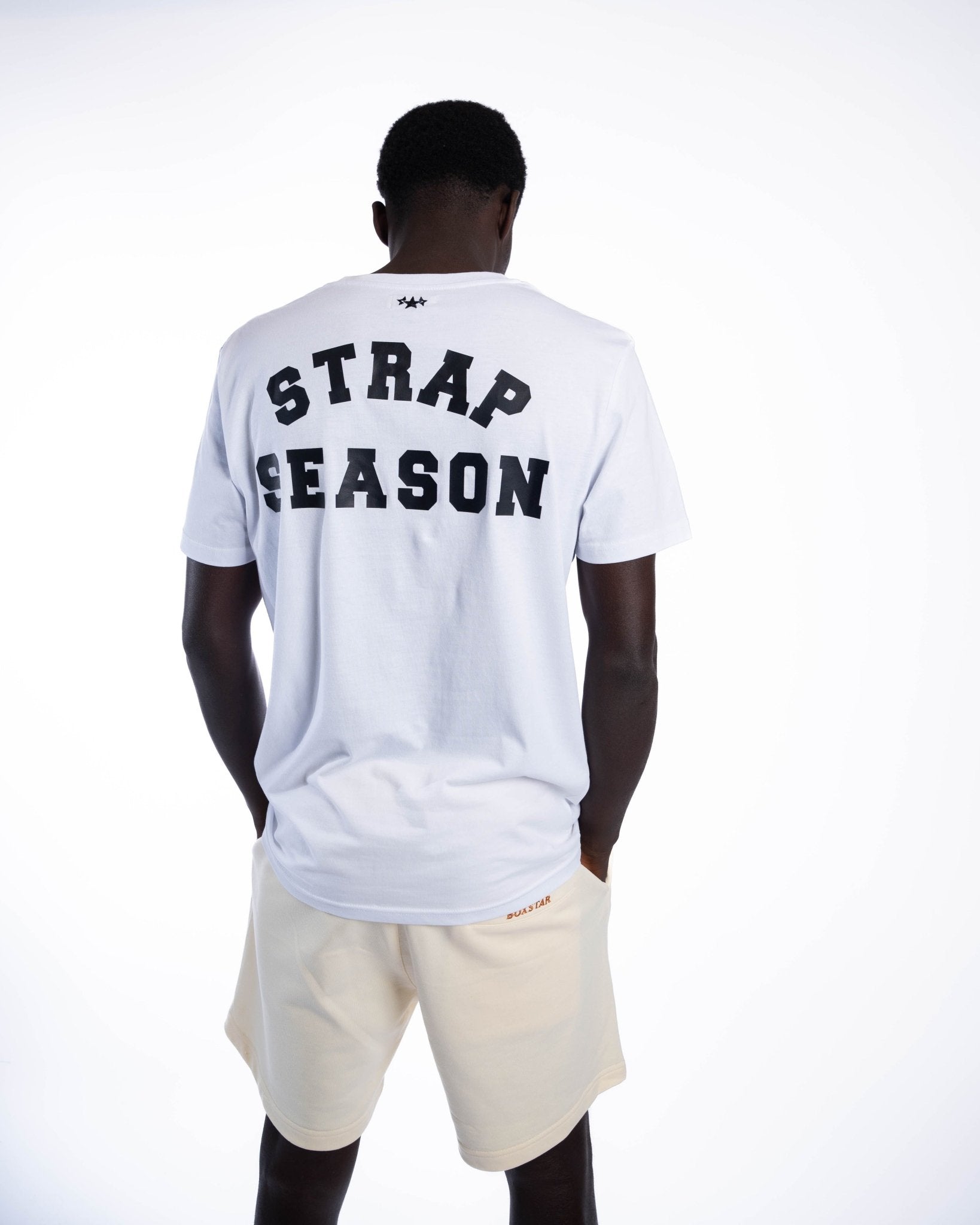 STRAP SEASON WHITE TEE - BOXSTAR DESIGNS